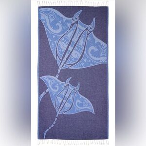 Elegant Blue Stingray Beach Towel -can be use as a scarf Turkish Cotton